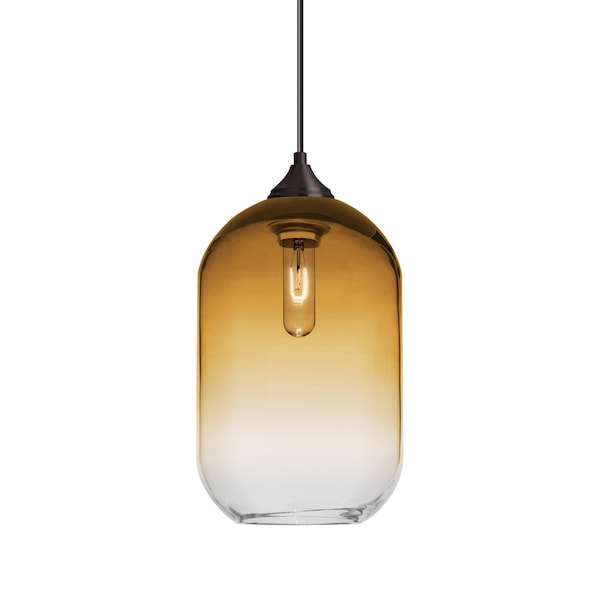 Besa Lighting Omega 12 Cord Pendant, Amber/Clear, Bronze Finish, 1x60W Incandescent 1JT-OMEGA12AM-BR - main